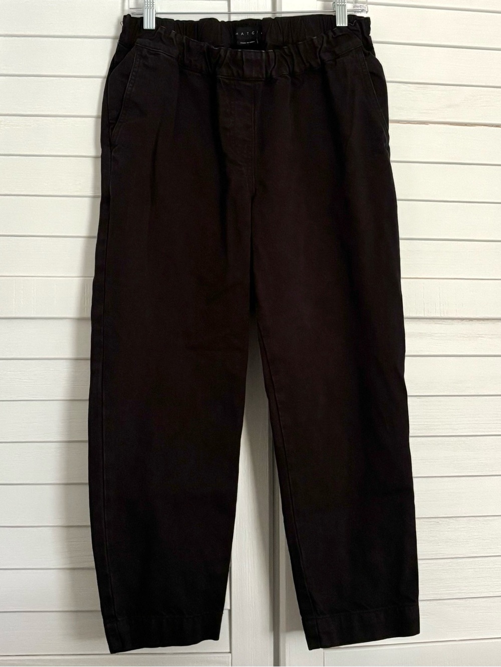 Hatch Women's Maternity Black Ankle Crop Barrel Jeans 2